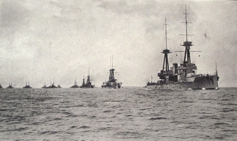 HMS Neptune leads line of Dreadnoughts 