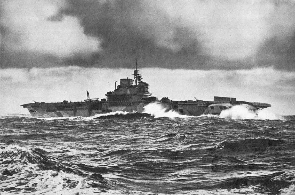 HMS Victorious in heavy seas 