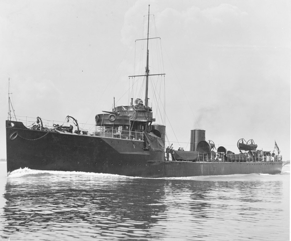 HMS Waveney from the front-left 