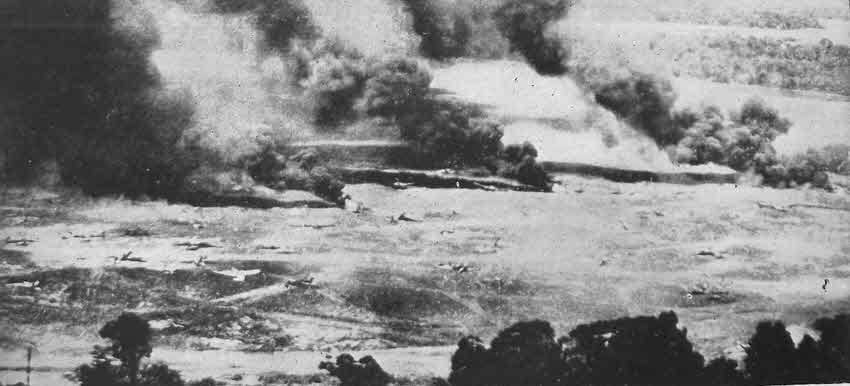 Japanese Airfield at Hollandia being bombed 