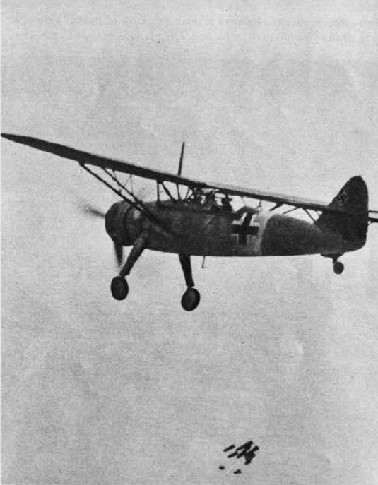 Henschel Hs 126 dropping bombs 