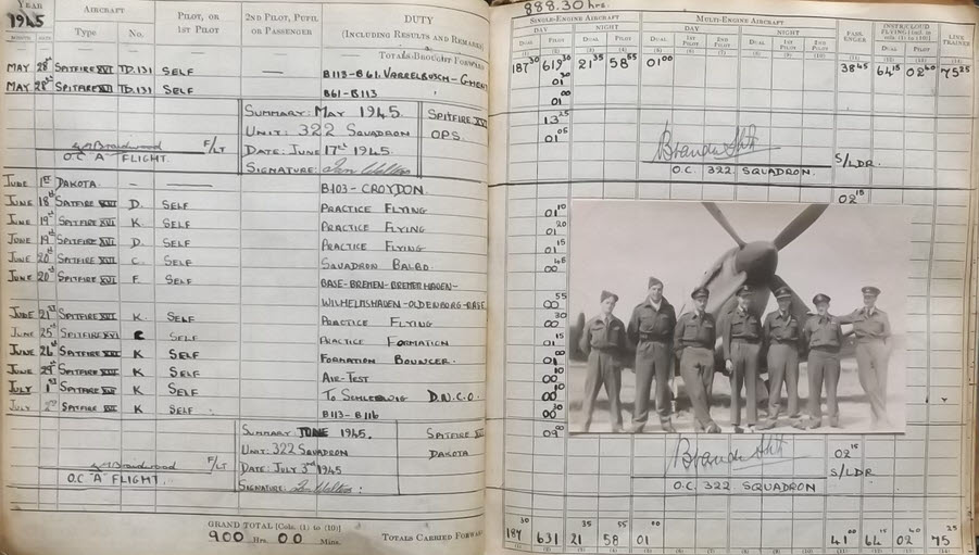 Ian Walter's Logbook, No.322 Squadron, May-June 1945 (Full Page)