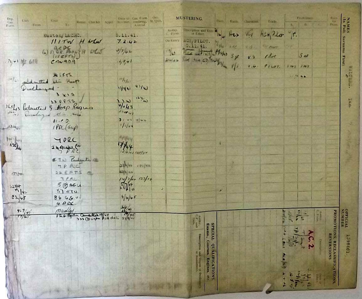 Service Record of Ian Walters, 322 Squadron (Back) 