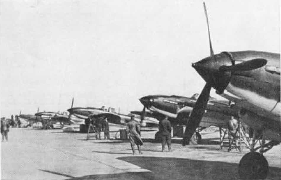Group of Ilyushin Il-2 Stormoviks on the ground 