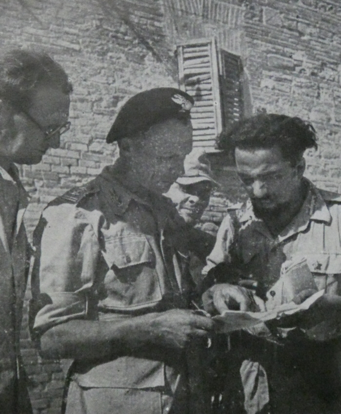 Italian giving infomation to Pole, Pesaro, 1944 