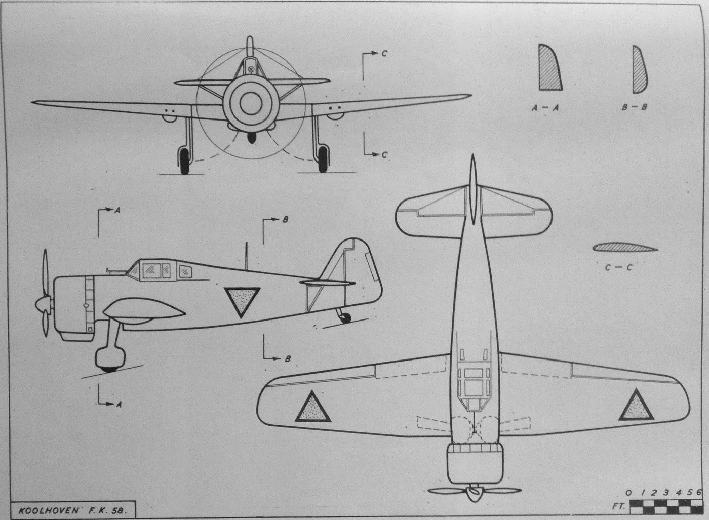 Plans of Koolhoven F.K.58 