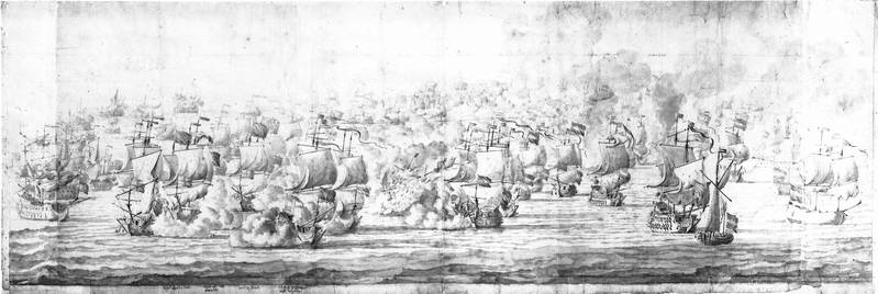 Eendracht and Royal Charles clash at the Battle of Lowestoft, 3 June 1665