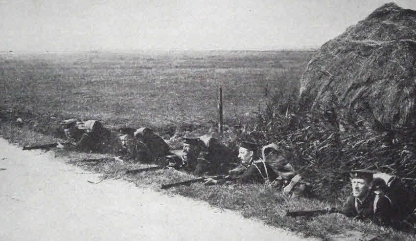 Royal Marines defending road outside Ostend 
