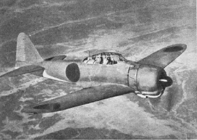 Mitsubishi A6M2 Zero from above 