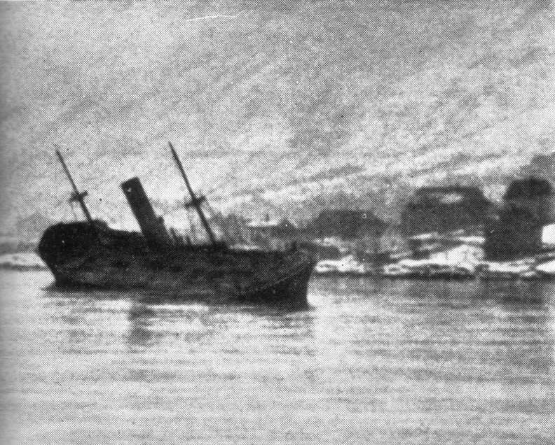 German transport ship aground close to Narvik