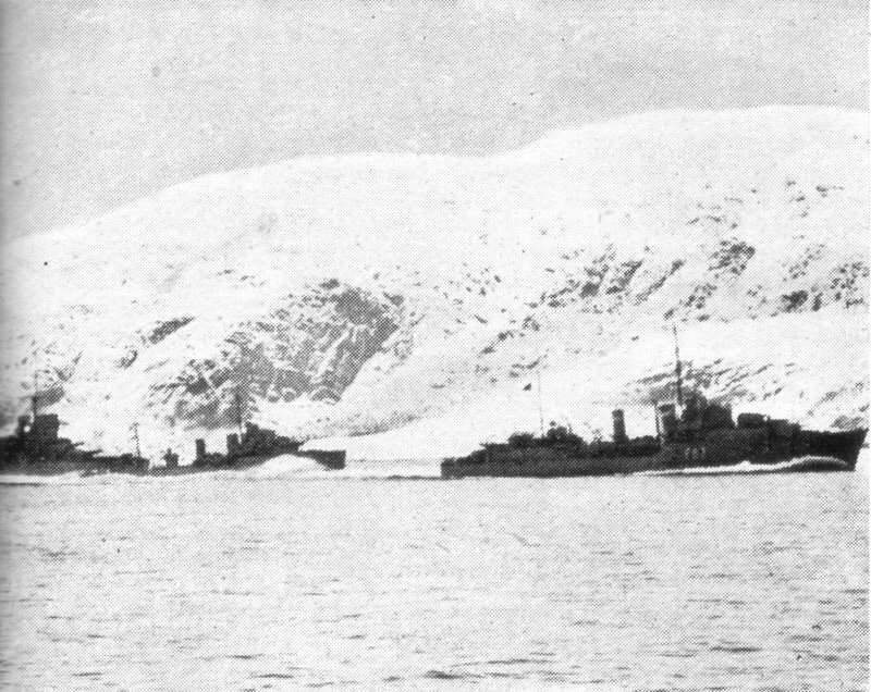 Second Battle of Narvik, 13 April 1940 - Warspite and British Destroyers withdraw 