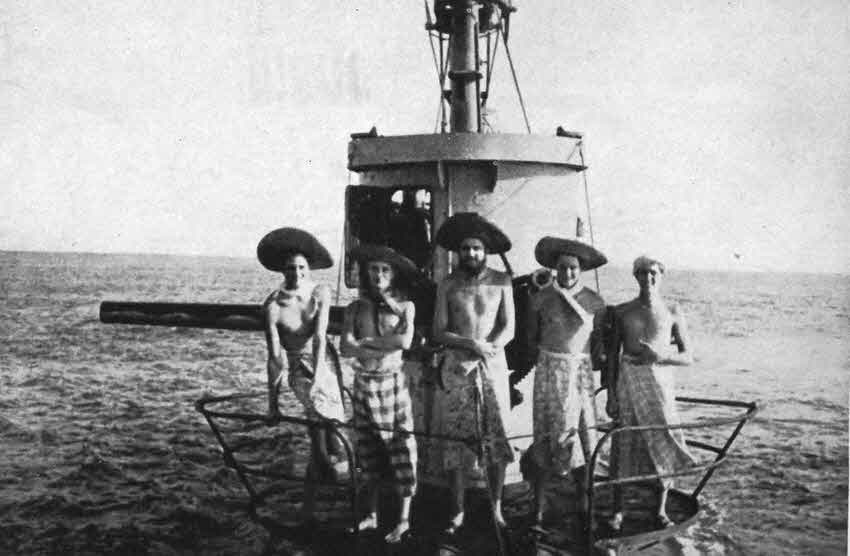 Officers of S-Class Submarine on Gun Platform 