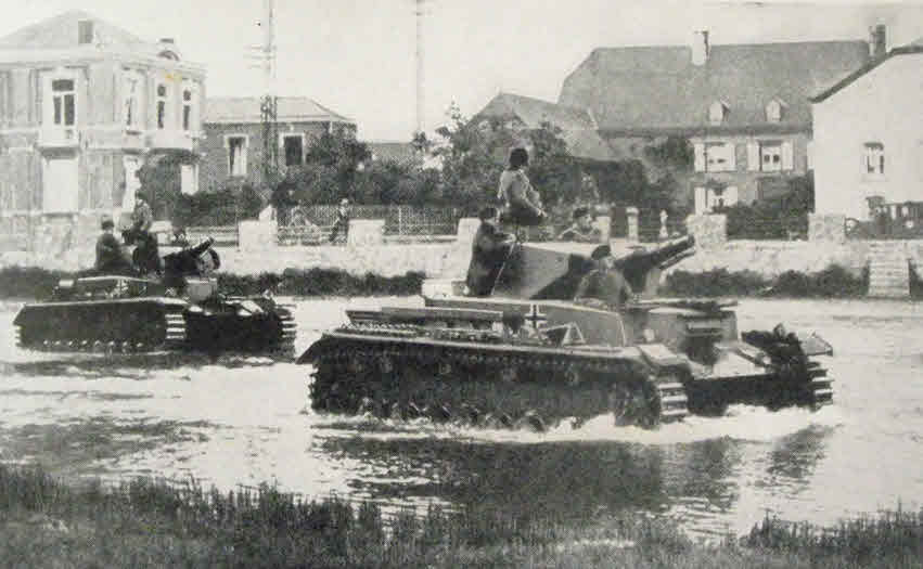Panzer IVs travelling along a canal, 1940 