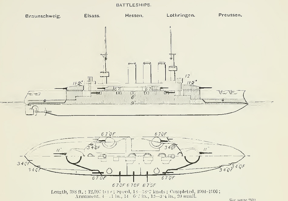 Plans of Braunschweig Pre-Dreadnought Battleships 