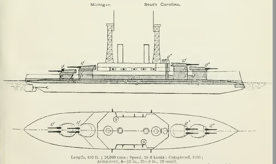 Plans of South Carolina Class Dreadnought Battleships 