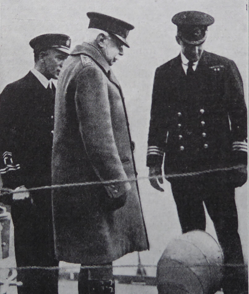 General Plumer inspects gunboat of British Rhine gunboat patrol