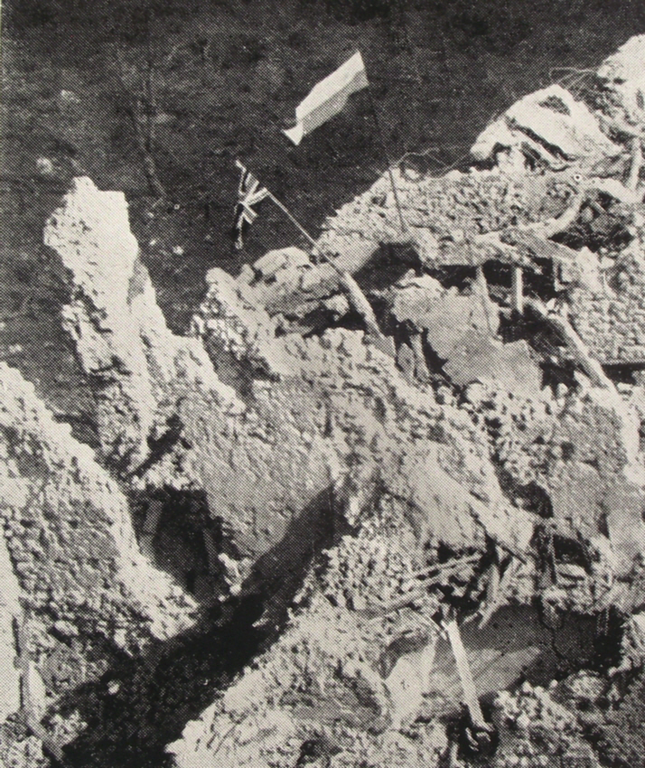 British and Polish Flags on Abbey Ruins, Monte Cassino 