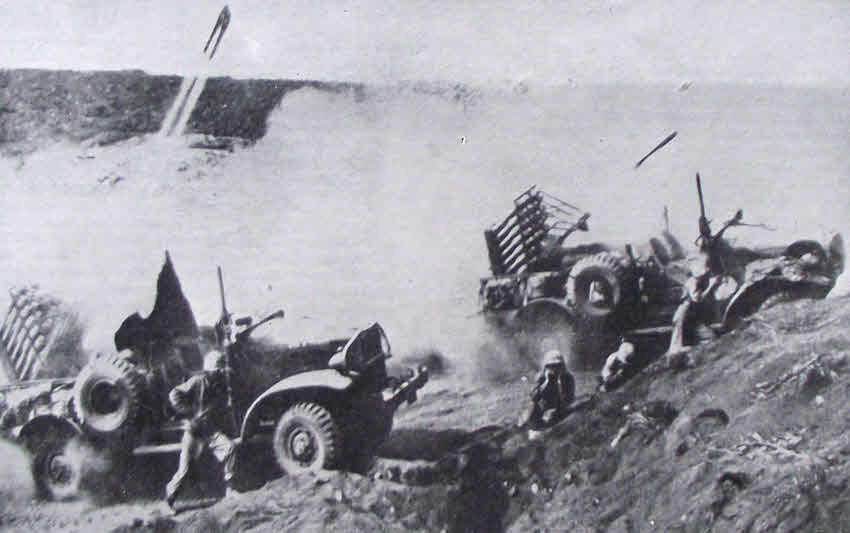 Truck-mounted 4.5in Rocket Launchers on Iwo Jima 