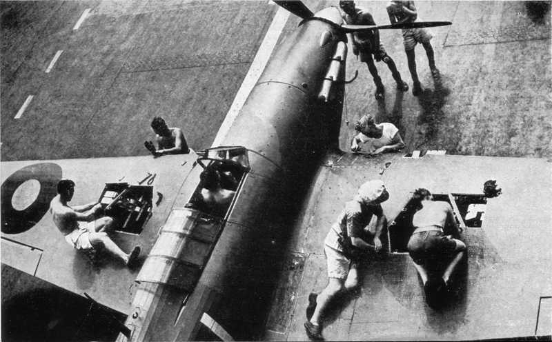 Hawker Sea Hurricane having guns serviced 