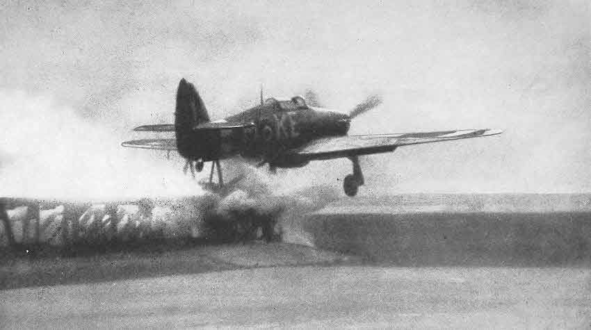 Sea Hurricane taking off from catapult 