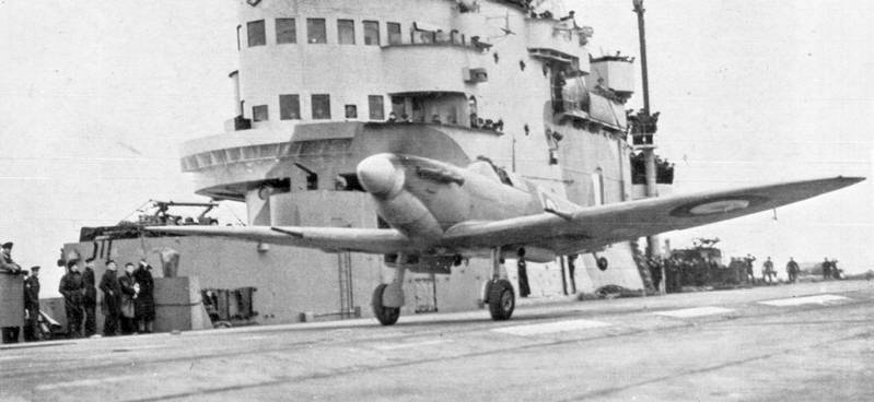 Supermarine Spitfire taking off from carrier 
