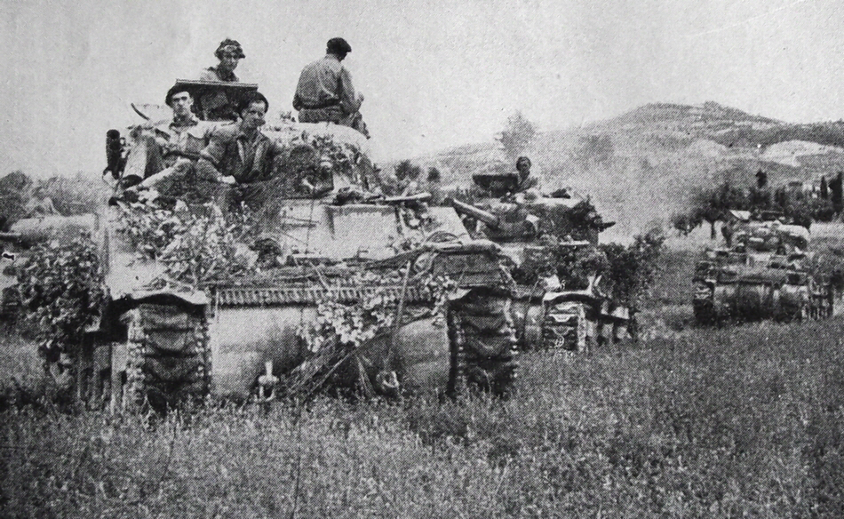 Sherman tanks approaching Arezzo 