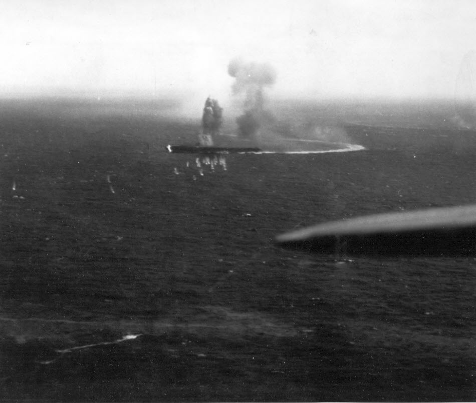 Shokaku under attack at Coral Sea, 8 May 1942 