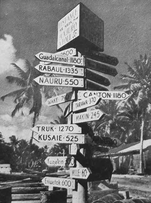 Signpost on Majuro Atoll, Marshall Islands 