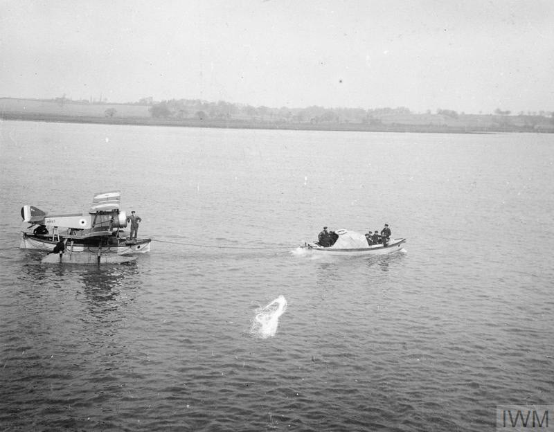 Sopwith Pup towed towards HMS Vindex