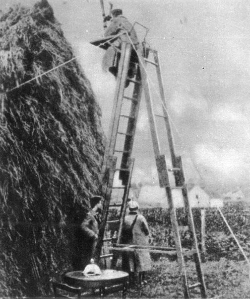 Artillery officer on ladder