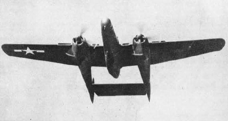 Northrop YP-61 Black Widow from below-front 