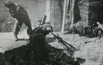 Polish troops firing 3in Mortar, Borgo Lucrezia 