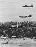 Three North American B-25 Mitchells buzzing Wewak 