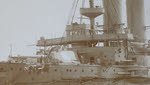 Bridge and main guns of HMS Implacable 