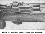 Cartidge being pushed into chamber, M1903 Springfield Rifle 