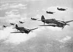 Formation of eight Curtiss P-40s 