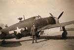 James A. Beavers in front of P-47D 'Razerback' Thunderbolt