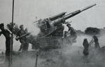 QF 3.7in anti-aircraft gun on ground support, Normandy 