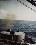 USS Alaska (CB-1) firing 5in Guns, 5 February 1945 