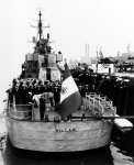USS Benham (DD-796) being commissioned as Peruvian Villar