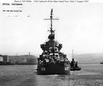 Stern view of USS Caldwell, Mare Island, 1943 