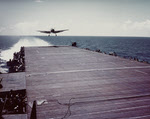 TBM Avenger landing on USS Cowpens (CVL-25) 