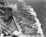 USS Dunlap (DD-384) firing a torpedo 