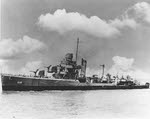 USS Earle (DD-635) with crew at quarters, 1943 