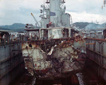 Damaged USS Frank Evans (DD-754) in dry dock, 1969 