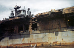 Damaged port side, USS Franklin (CV-13), 1945 