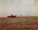 USS Franklin (CV-13) passes USS Marblehead, New York, 1945 