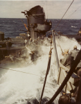 USS Halsey Powell (DD-686) refueling from USS Wisconsin (BB-64), 2 of 2 