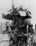 Damaged superstucture of USS Haraden (DD-585) 
