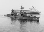USS Harold J Ellison (DD-864) passes CV Dart Europe, 1972 